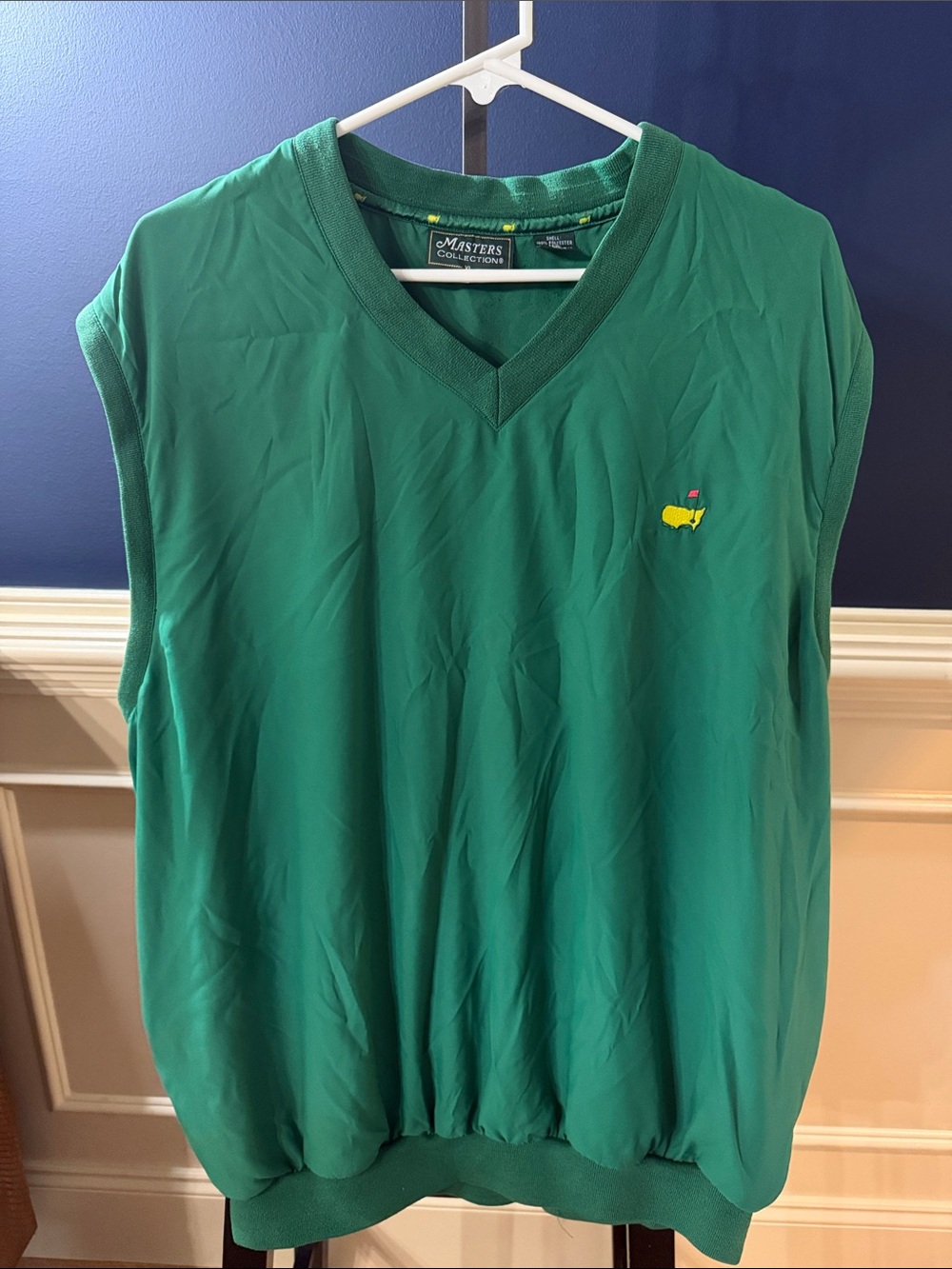 Masters Green V-Neck Sleeveless Golf Vest with Yellow Logo